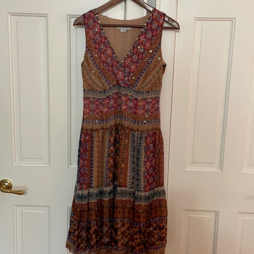 Silk midi bohemian style dress